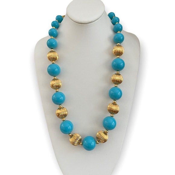 Joan Rivers Jewelry - Signed Joan Rivers turquoise gold bead necklace